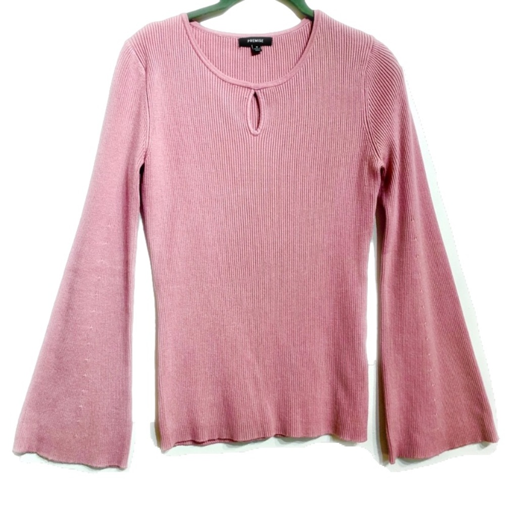 Premise Ribbed Knit Bell Sleeve Sweater